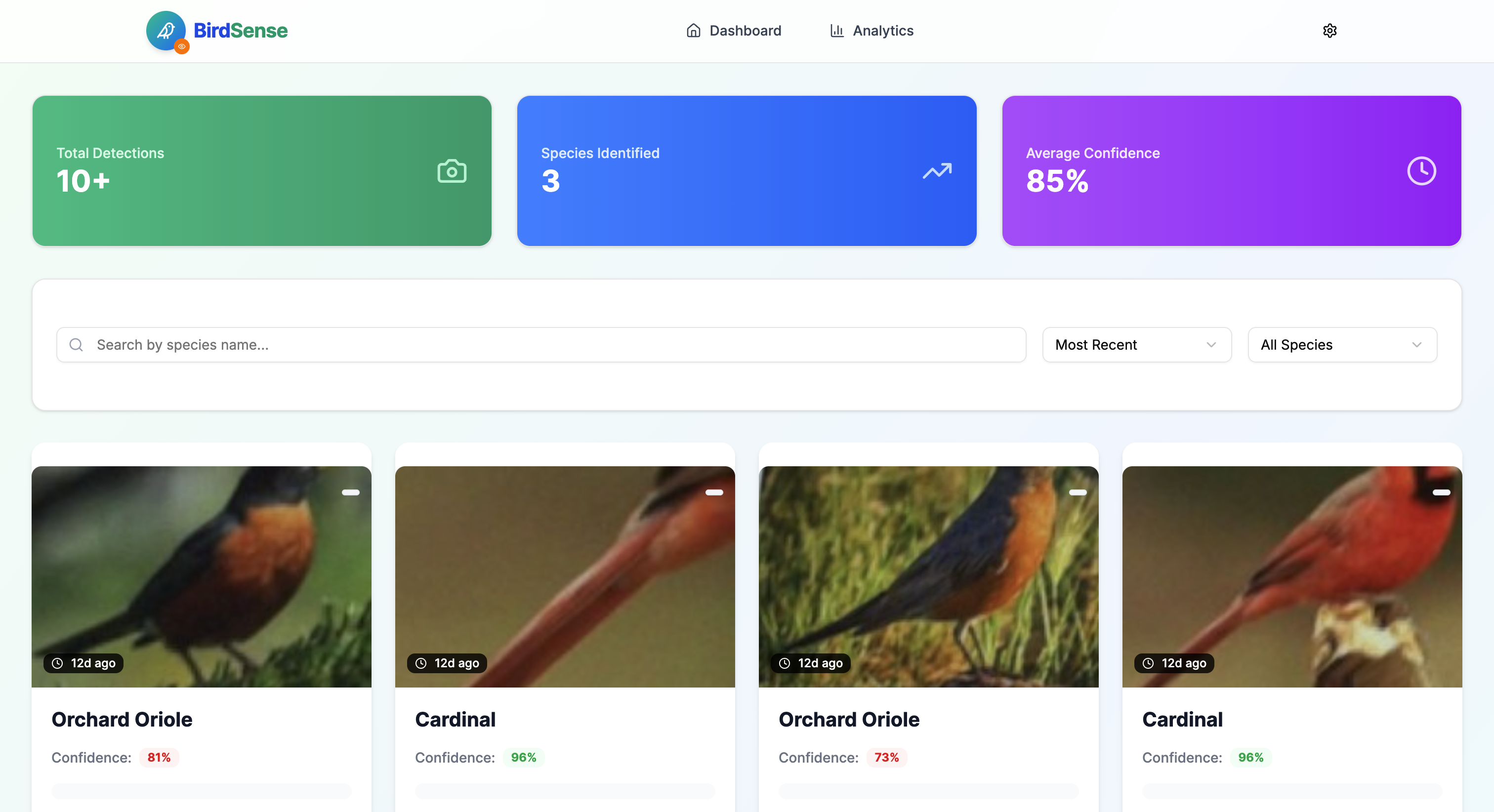 BirdSense Home Page